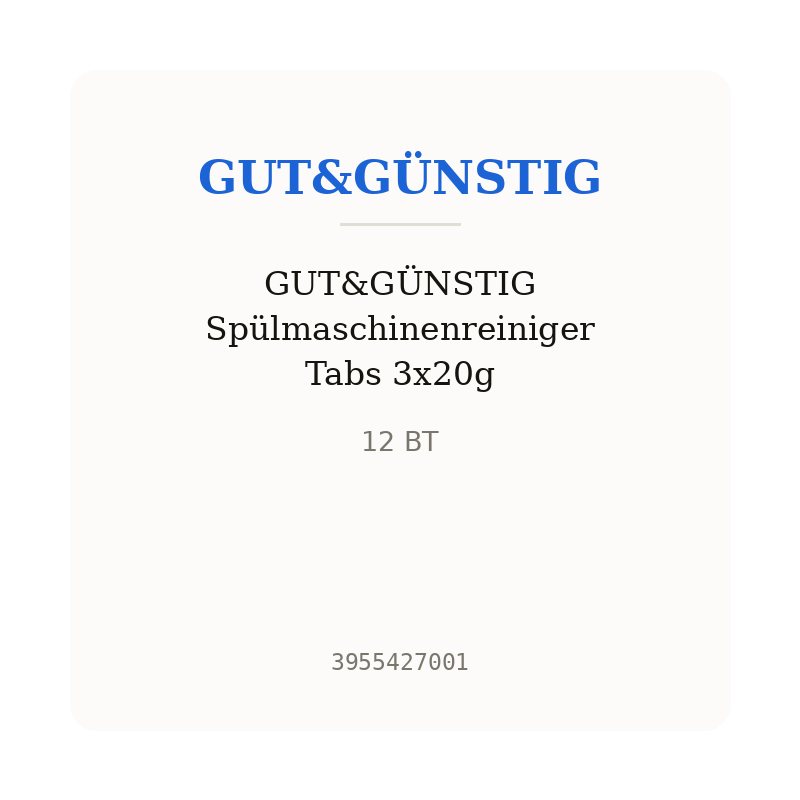 GUT&GÜNSTIG Spülmaschinenreiniger Tabs 3x20g