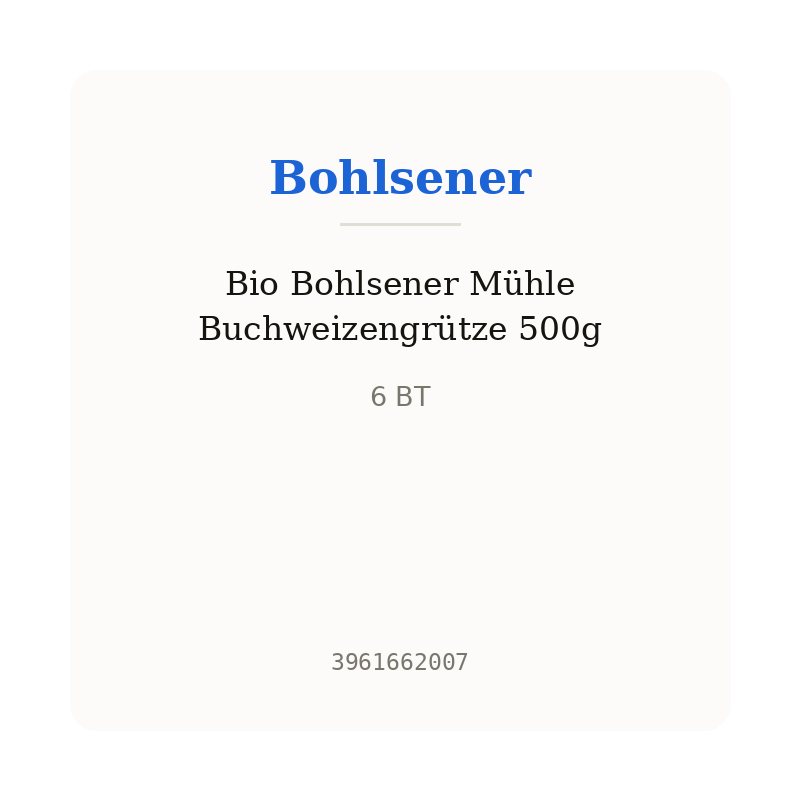 Bio Bohlsener Mühle Buchweizengrütze 500g