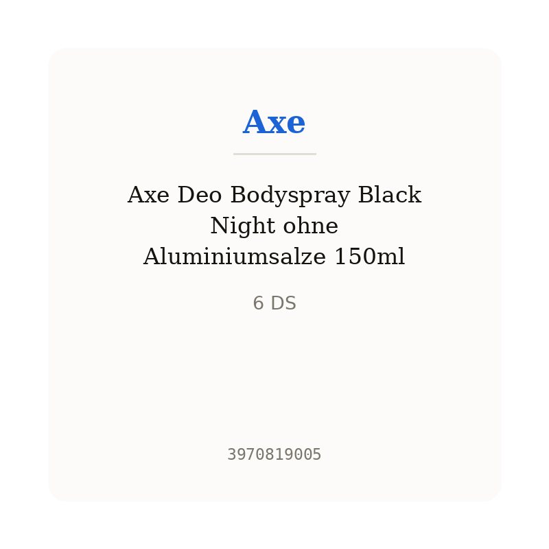 Axe Deo Bodyspray Black Night ohne Aluminiumsalze 150ml