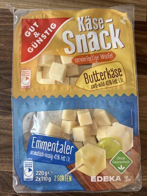 GUT&GÜNSTIG Käse Snack Butterkäse-Emmentaler 45% 2x110g VLOG