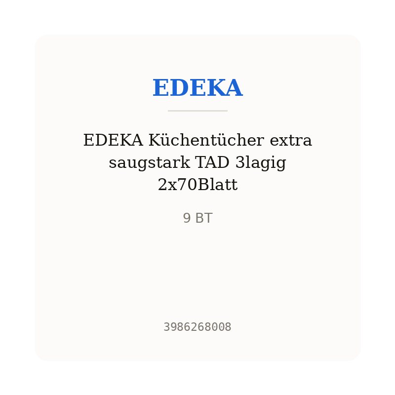EDEKA Küchentücher extra saugstark TAD 3lagig 2x70Blatt
