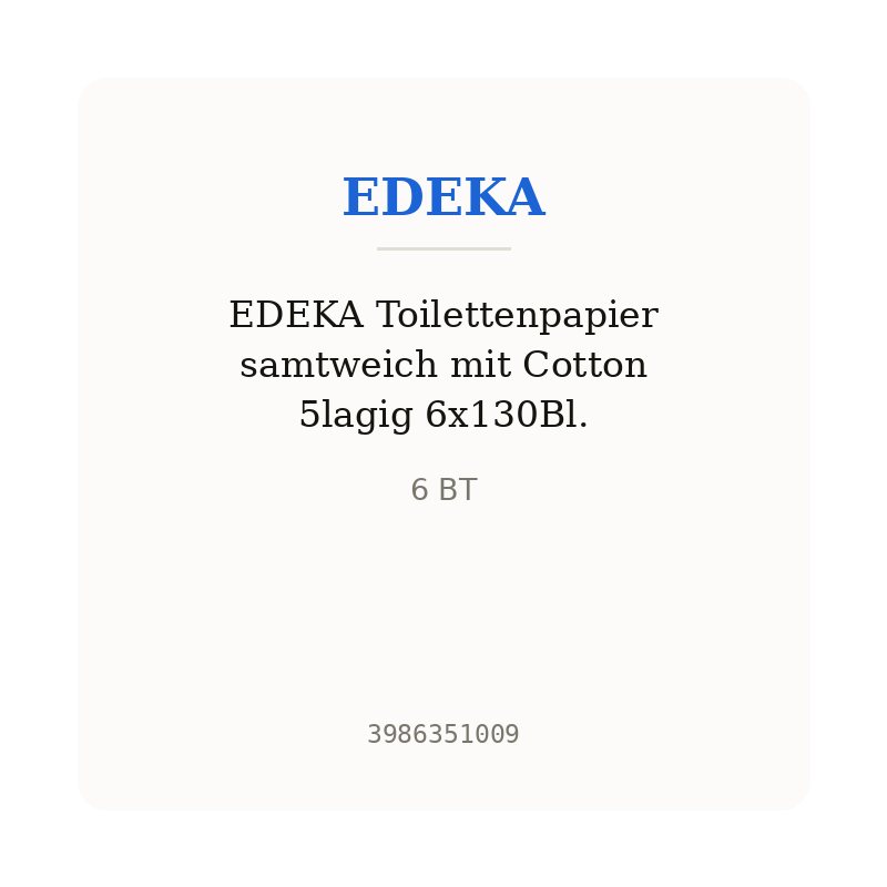 EDEKA Toilettenpapier samtweich mit Cotton 5lagig 6x130Bl.