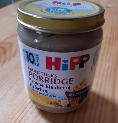 Bio Hipp Frühstücks-Porridge Banane-Blaubeere Haferbrei ohne Zuckerzusatz ab 10.Monat 160g