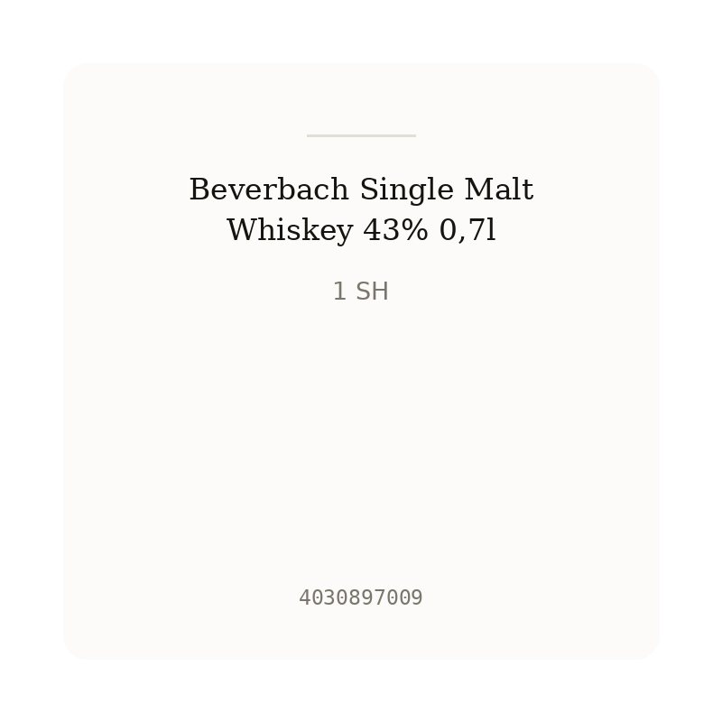 Beverbach Single Malt Whiskey 43% 0,7l