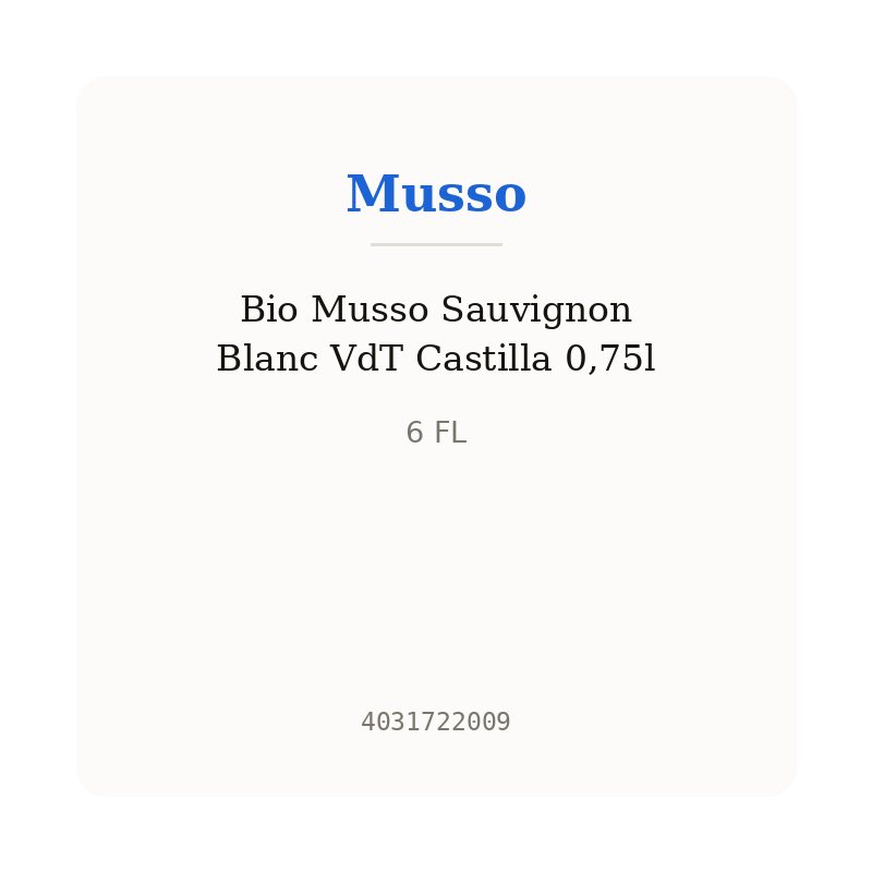Bio Musso Sauvignon Blanc VdT Castilla 0,75l