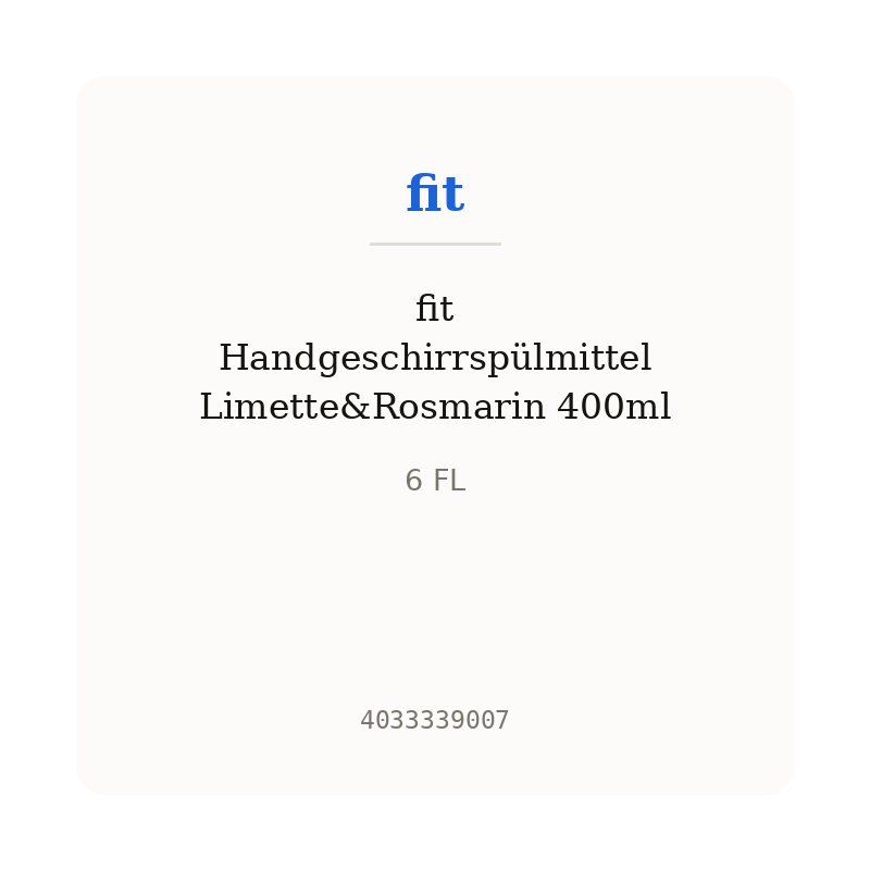 fit Handgeschirrspülmittel Limette&Rosmarin 400ml