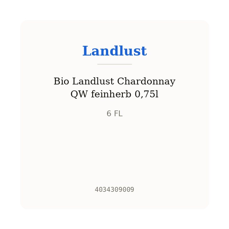 Bio Landlust Chardonnay QW feinherb 0,75l