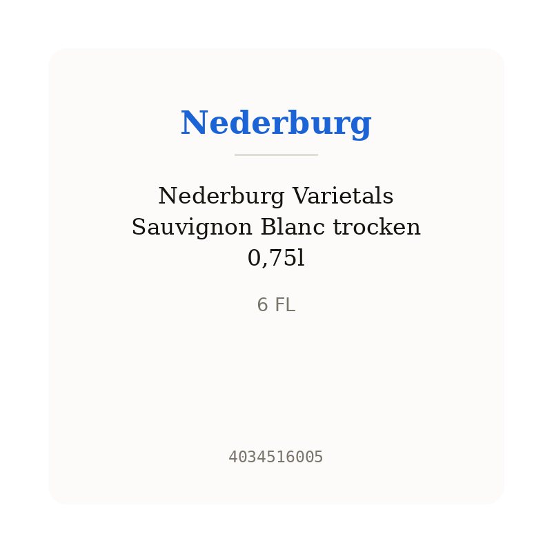 Nederburg Varietals Sauvignon Blanc trocken 0,75l