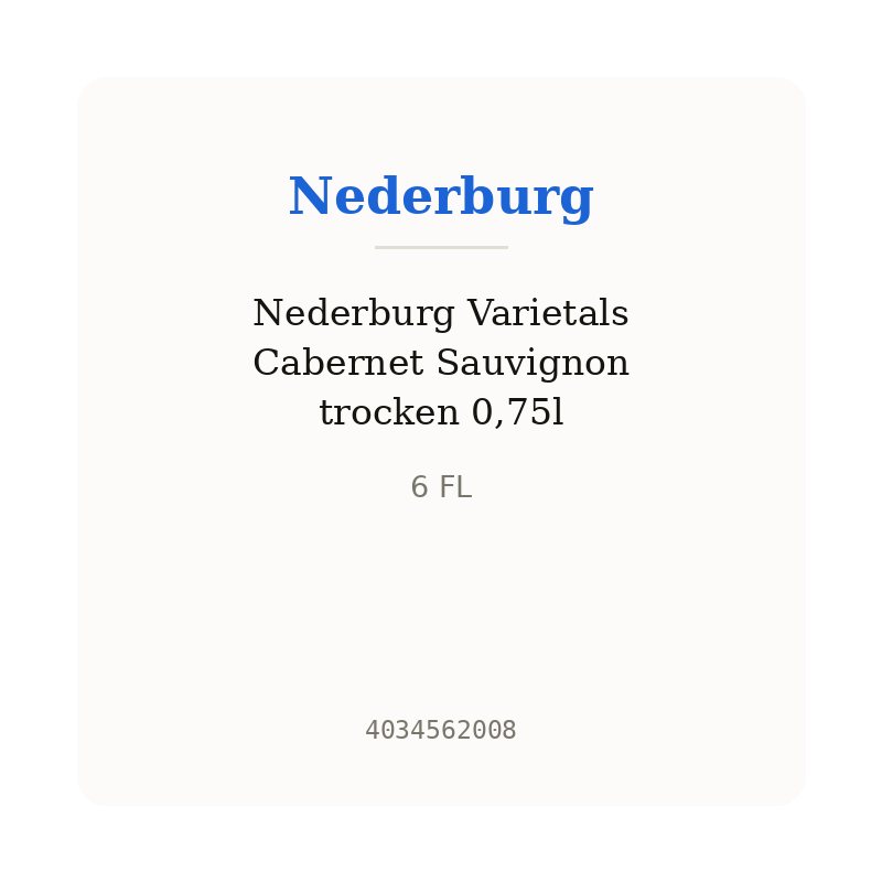 Nederburg Varietals Cabernet Sauvignon trocken 0,75l