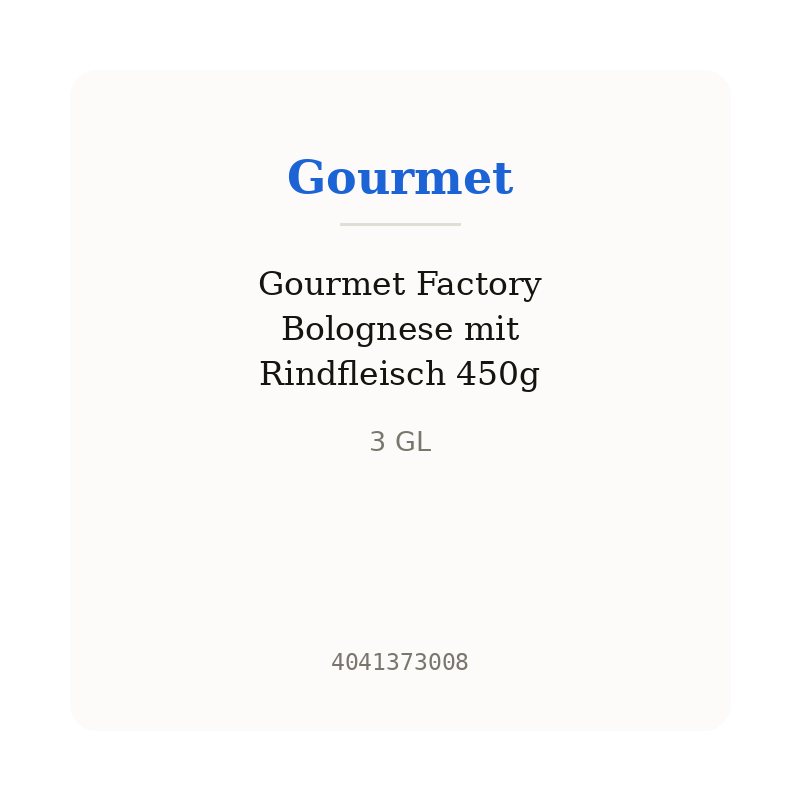 Gourmet Factory Bolognese mit Rindfleisch 450g