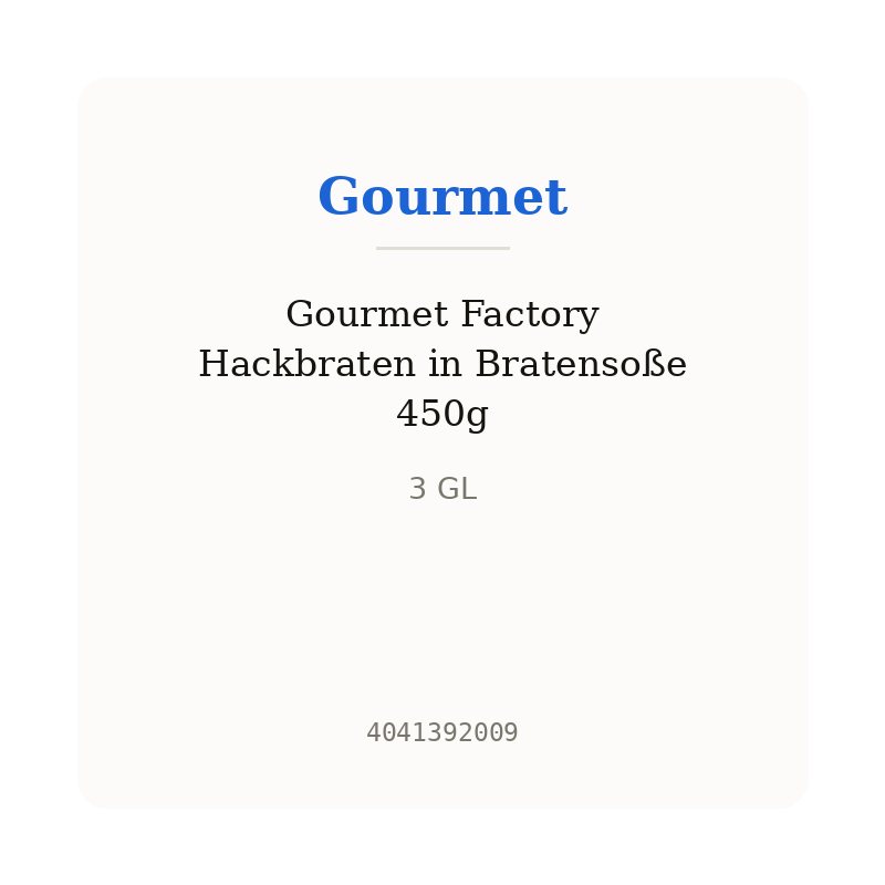 Gourmet Factory Hackbraten in Bratensoße 450g