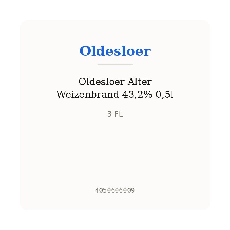 Oldesloer Alter Weizenbrand 43,2% 0,5l