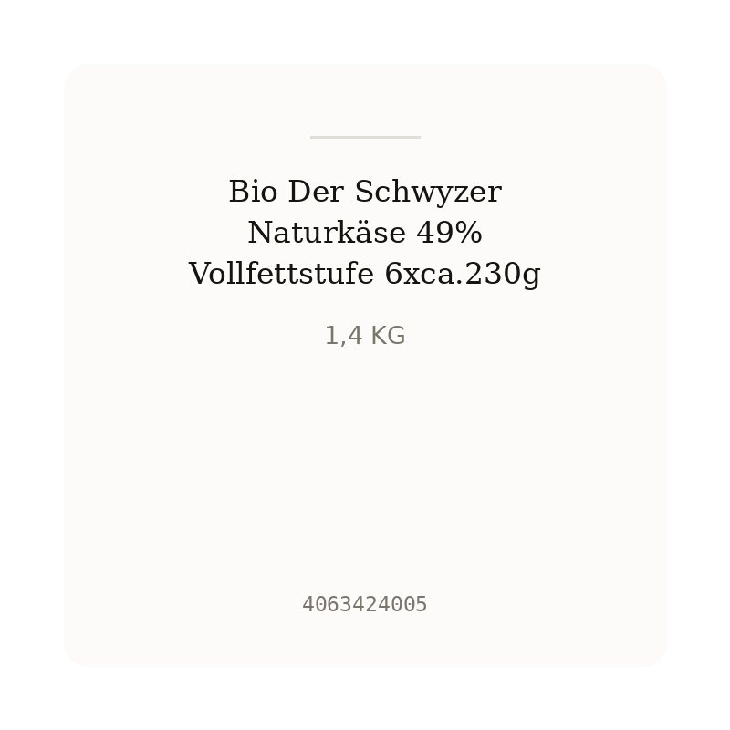 Bio Der Schwyzer Naturkäse 49% Vollfettstufe 6xca.230g