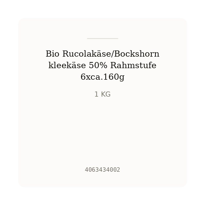 Bio Rucolakäse/Bockshornkleekäse 50% Rahmstufe 6xca.160g