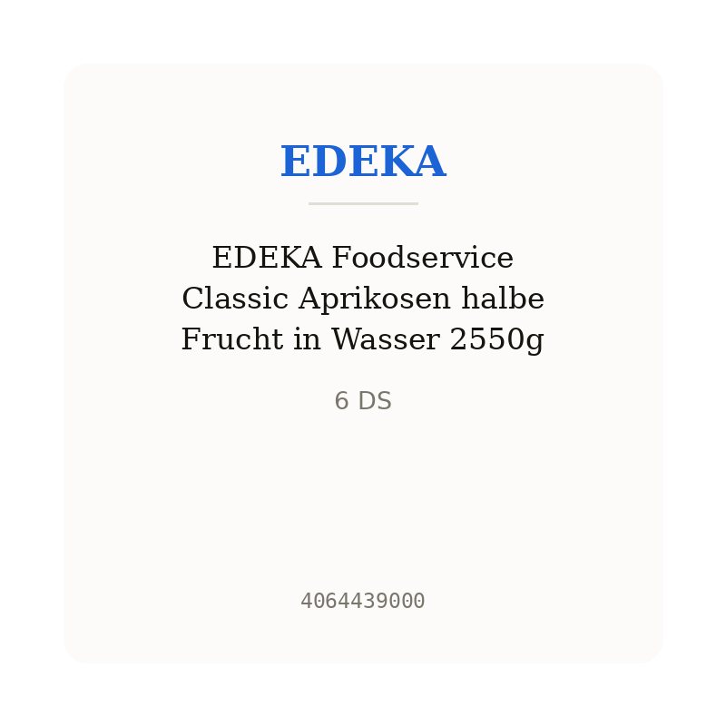EDEKA Foodservice Classic Aprikosen halbe Frucht in Wasser 2550g
