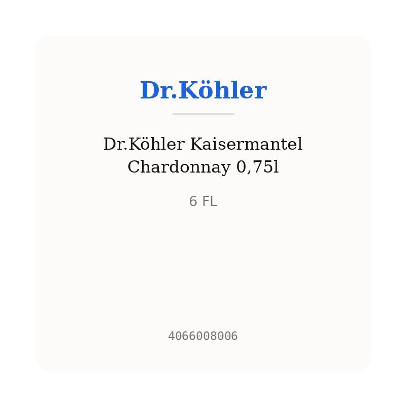 Dr.Köhler Kaisermantel Chardonnay 0,75l