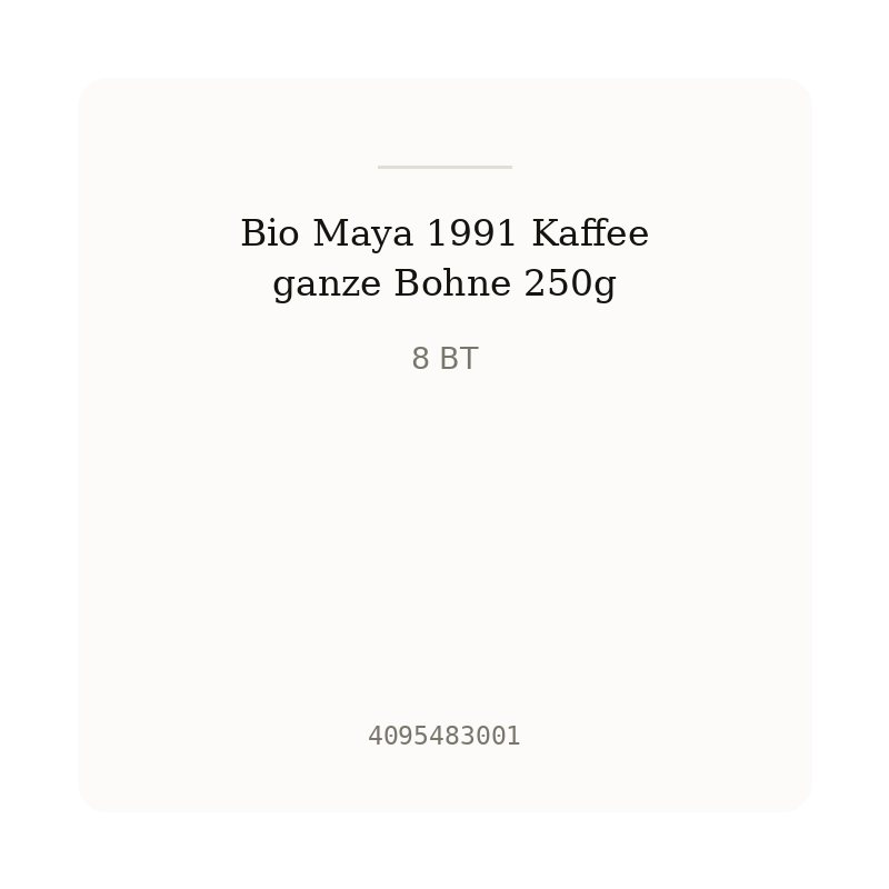 Bio Maya 1991 Kaffee ganze Bohne 250g