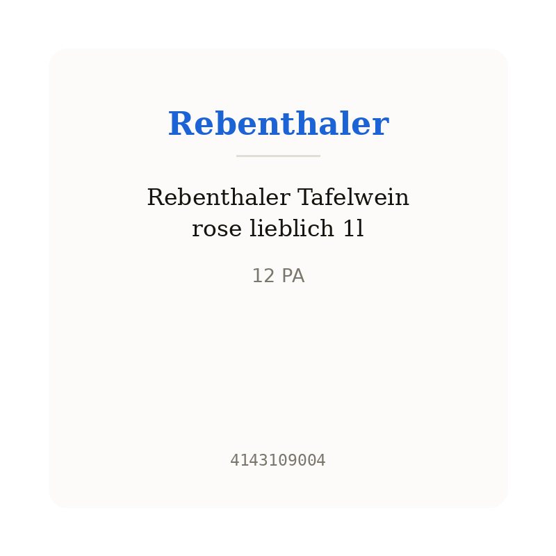 Rebenthaler Tafelwein rose lieblich 1l