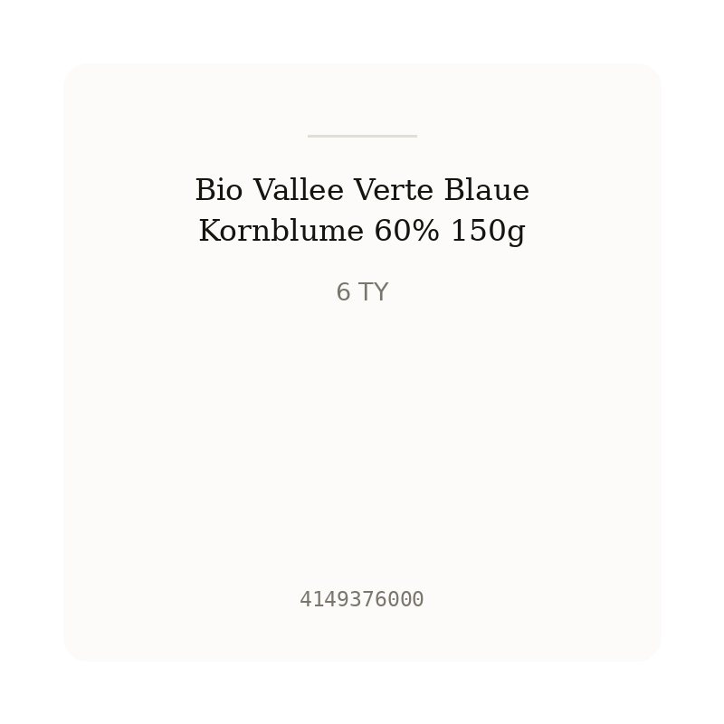 Bio Vallee Verte Blaue Kornblume 60% 150g