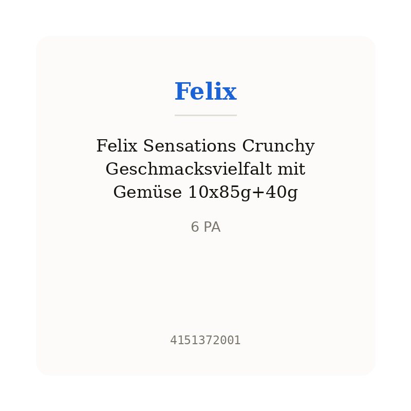 Felix Sensations Crunchy Geschmacksvielfalt mit Gemüse 10x85g+40g