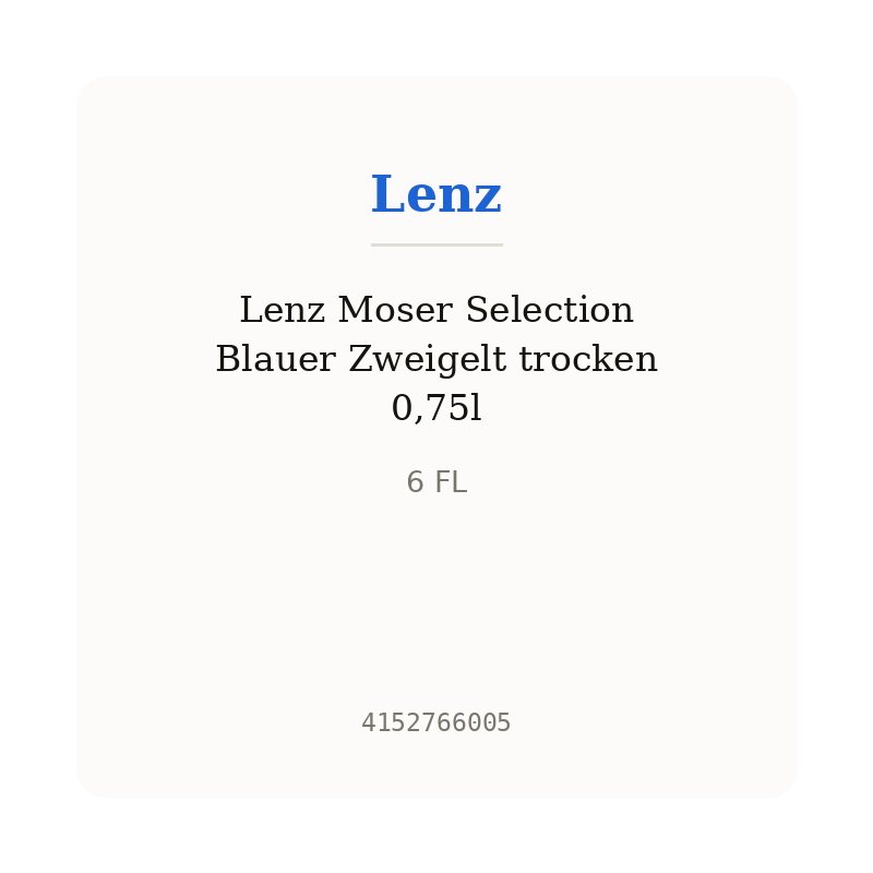 Lenz Moser Selection Blauer Zweigelt trocken 0,75l
