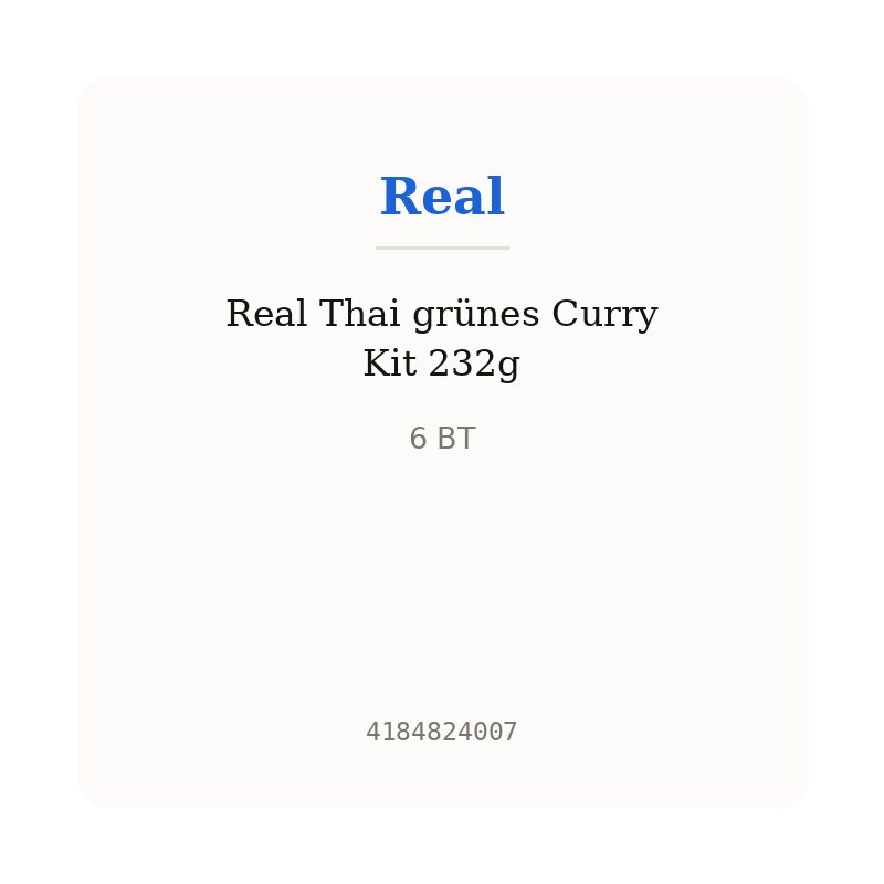 Real Thai grünes Curry Kit 232g