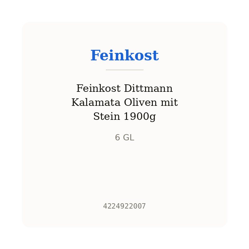 Feinkost Dittmann Kalamata Oliven mit Stein 1900g