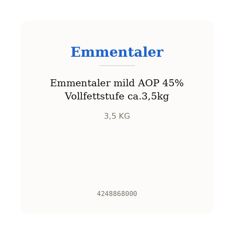 Emmentaler mild AOP 45% Vollfettstufe ca.3,5kg