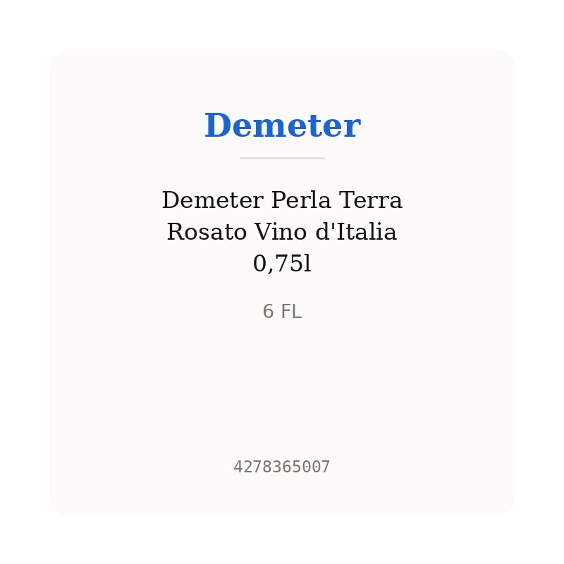 Demeter Perla Terra Rosato Vino d'Italia 0,75l