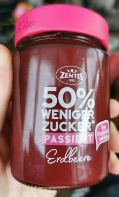 Zentis 50% weniger Zucker Fruchtaufstrich Erdbeere passiert 195g