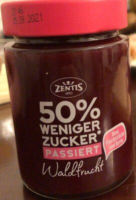 Zentis 50% weniger Zucker Fruchtaufstrich Waldfrucht passiert 195g
