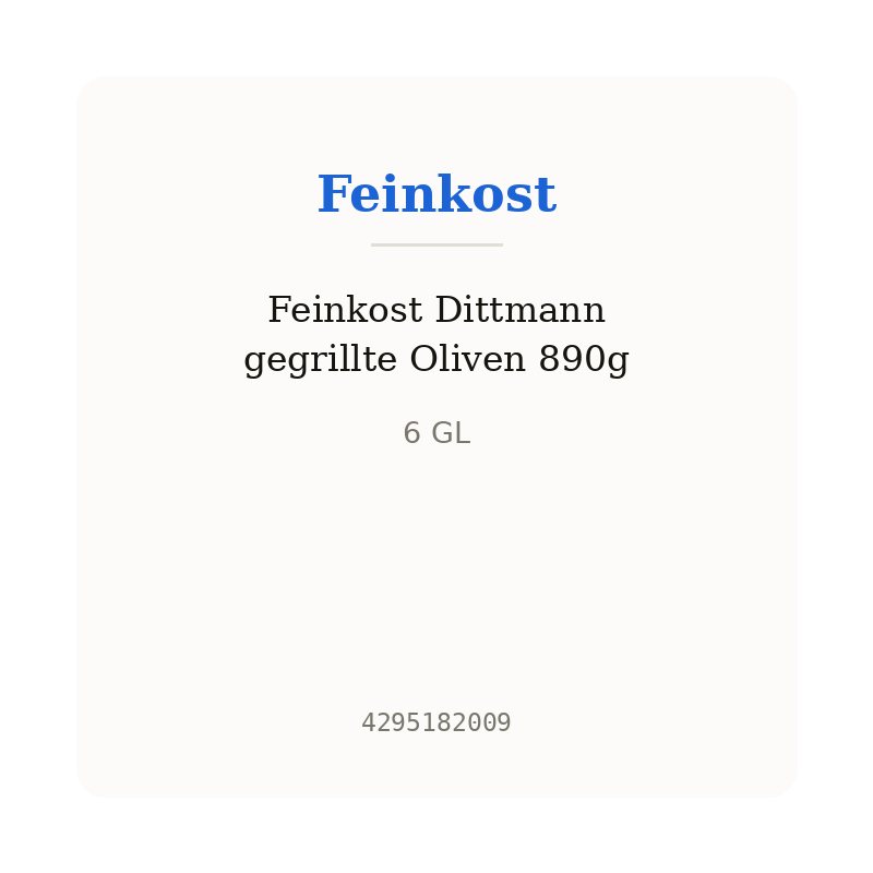 Feinkost Dittmann gegrillte Oliven 890g