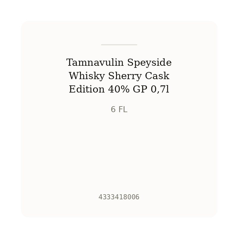 Tamnavulin Speyside Whisky Sherry Cask Edition 40% GP 0,7l