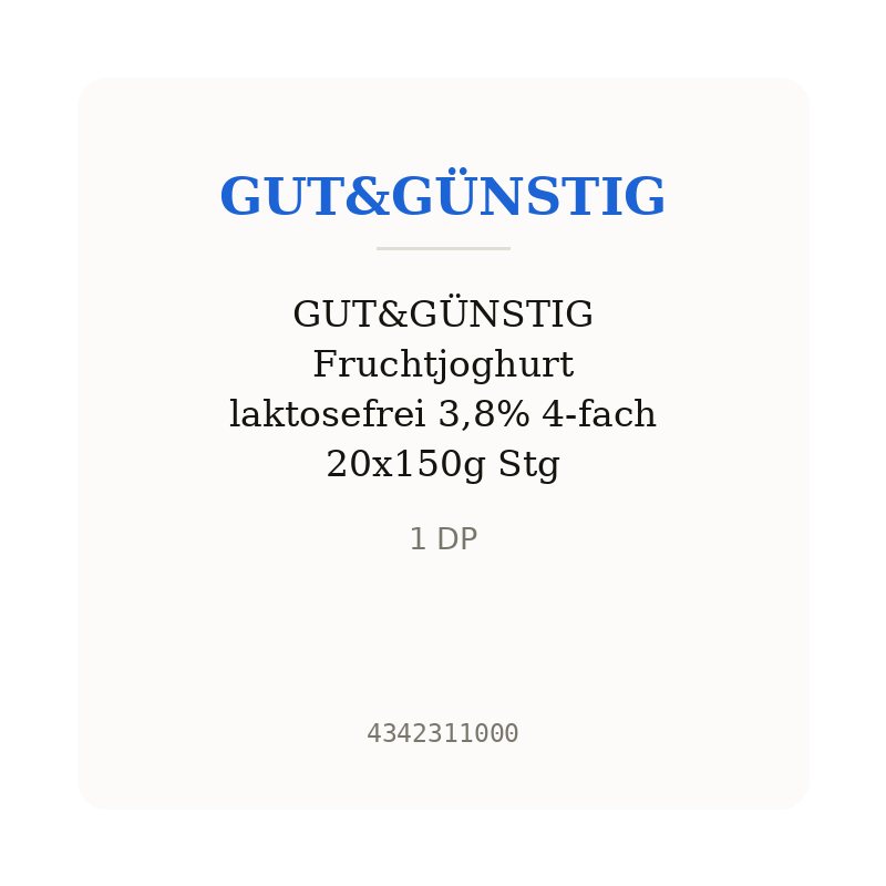GUT&GÜNSTIG Fruchtjoghurt laktosefrei 3,8% 4-fach 20x150g Stg