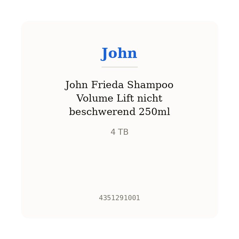 John Frieda Shampoo Volume Lift nicht beschwerend 250ml