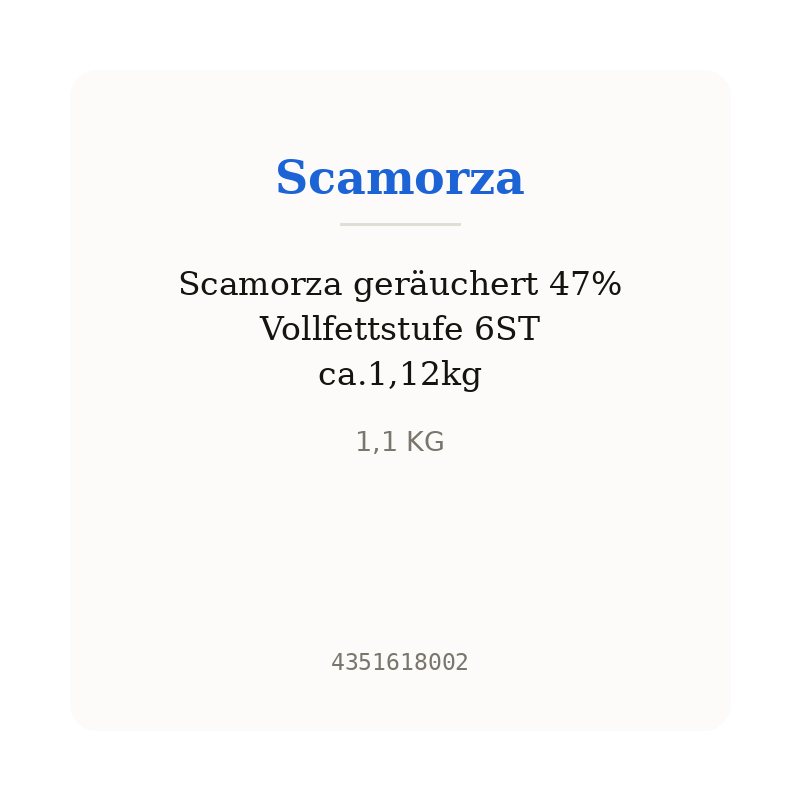 Scamorza geräuchert 47% Vollfettstufe 6ST ca.1,12kg