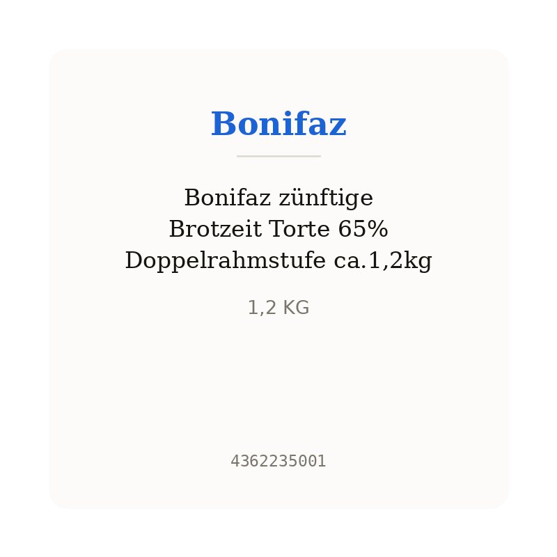 Bonifaz zünftige Brotzeit Torte 65% Doppelrahmstufe ca.1,2kg