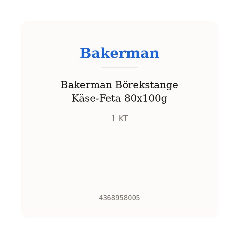 Bakerman Börekstange Käse-Feta 80x100g