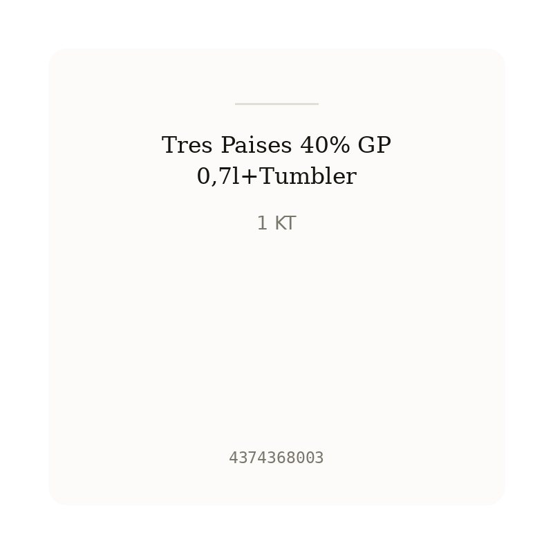 Tres Paises 40% GP 0,7l+Tumbler