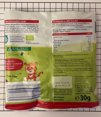 Bio Hipp Reiswaffeln Himbeer ab 8.Monat 30g