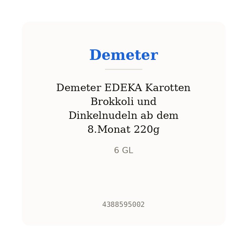 Demeter EDEKA Karotten Brokkoli und Dinkelnudeln ab dem 8.Monat 220g