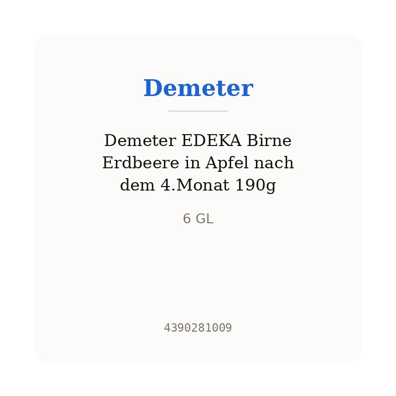 Demeter EDEKA Birne Erdbeere in Apfel nach dem 4.Monat 190g
