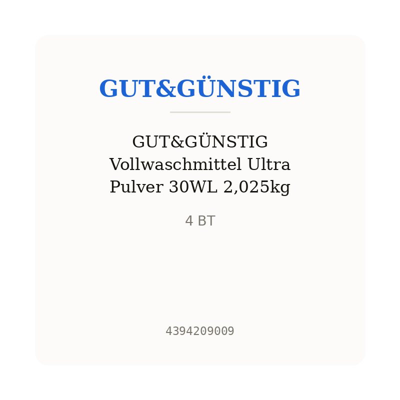 GUT&GÜNSTIG Vollwaschmittel Ultra Pulver 30WL 2,025kg