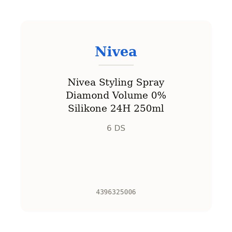 Nivea Styling Spray Diamond Volume 0% Silikone 24H 250ml