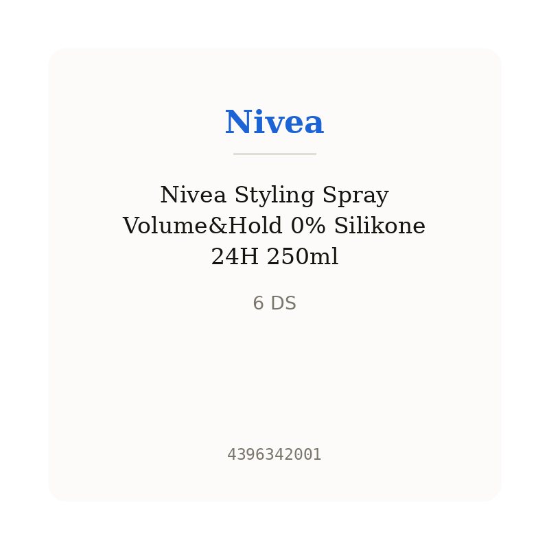 Nivea Styling Spray Volume&Hold 0% Silikone 24H 250ml