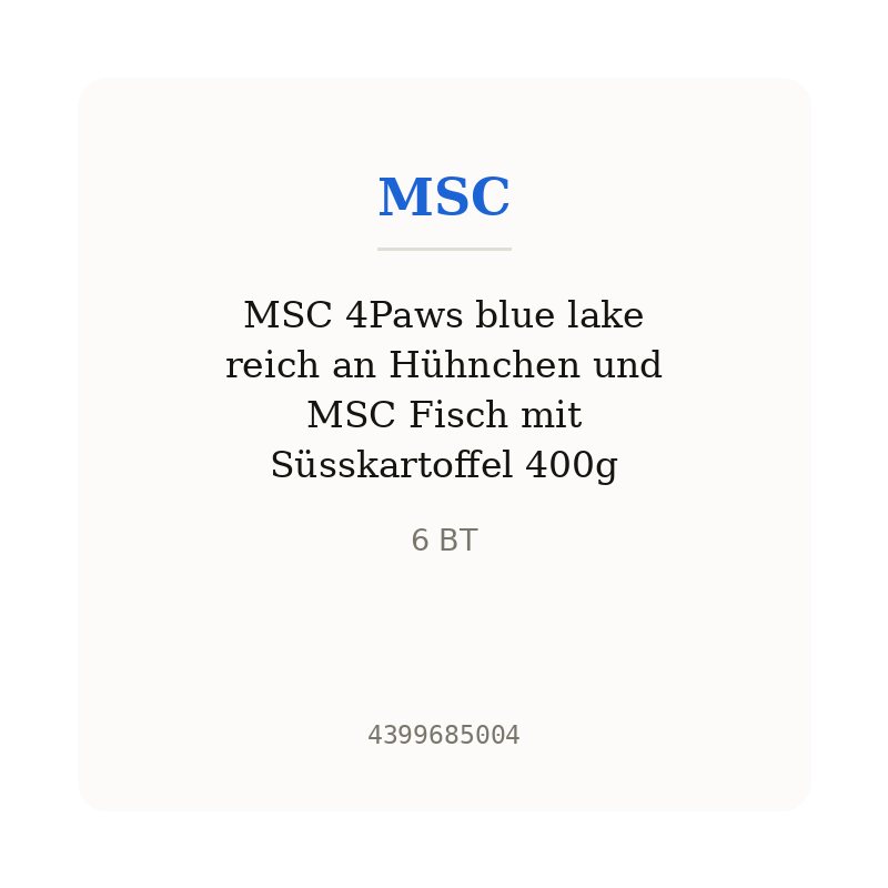 MSC 4Paws blue lake reich an Hühnchen und MSC Fisch mit Süsskartoffel 400g