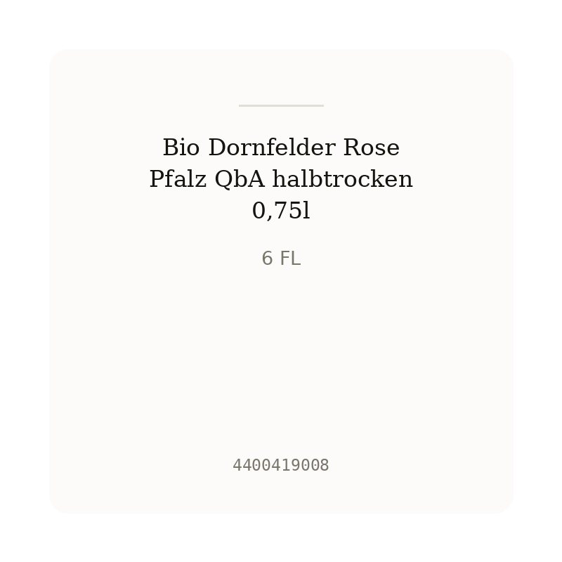 Bio Dornfelder Rose Pfalz QbA halbtrocken 0,75l