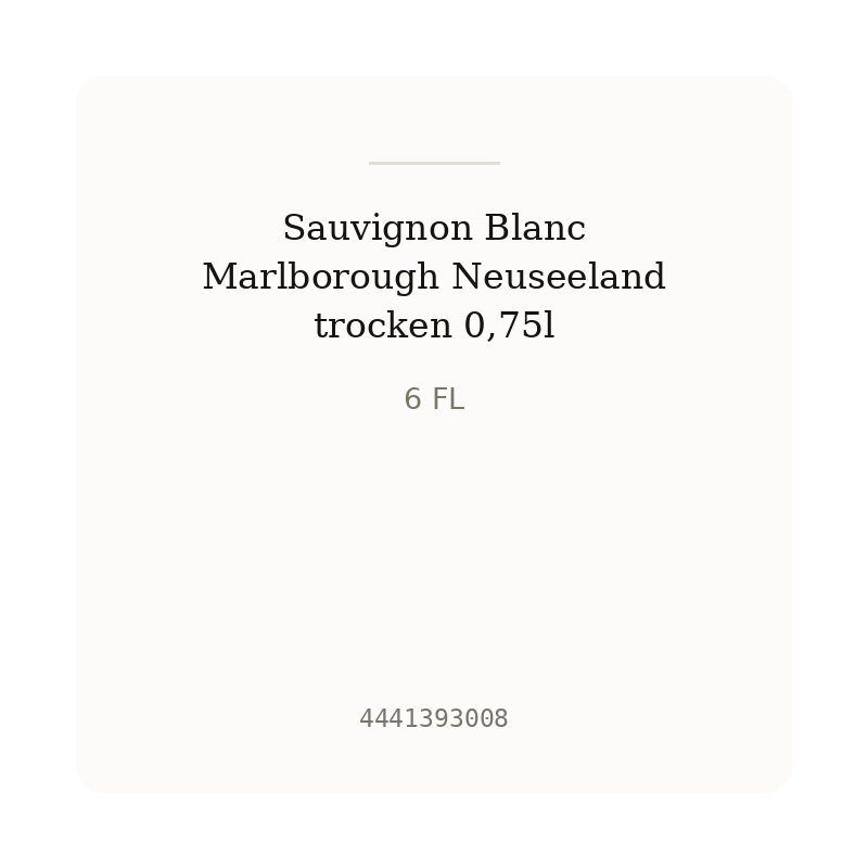 Sauvignon Blanc Marlborough Neuseeland trocken 0,75l