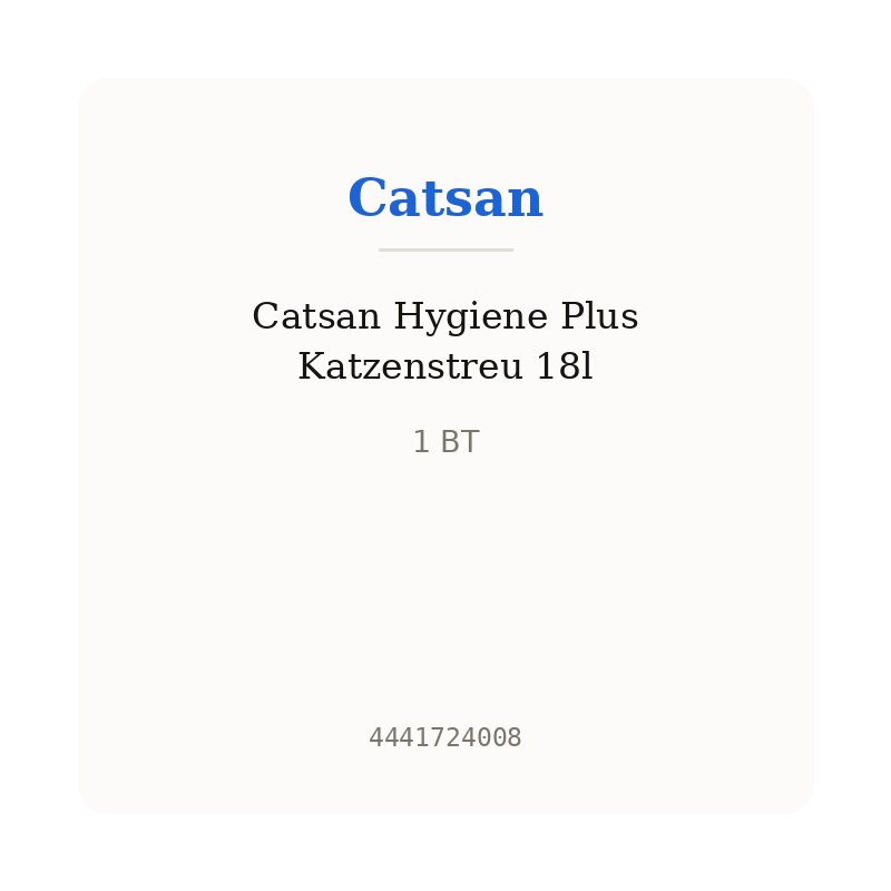 Catsan Hygiene Plus Katzenstreu 18l