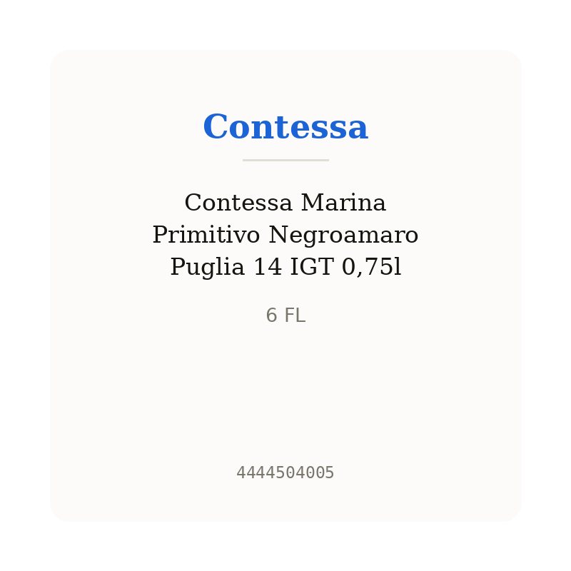 Contessa Marina Primitivo Negroamaro Puglia 14 IGT 0,75l
